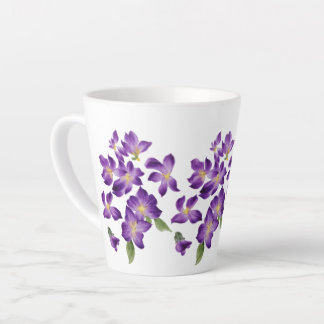 Caneca De Café Latte Violetas africanas coloridas violetas roxas