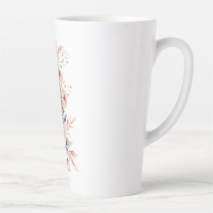 Caneca De Café Latte Violino com flores.