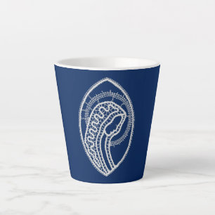 Caneca De Café Latte Virgem Abençoada Maria, renda branca, azul marinho