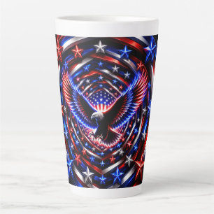 Caneca De Café Latte Visão Americana Espiral – Águia Patriótica Óptica