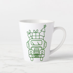 Caneca De Café Latte Visão geral da frente do carro de Papais noeis de