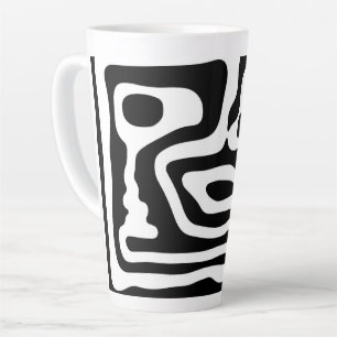 Caneca De Café Latte Vise Grip: Abstrato preto e branco