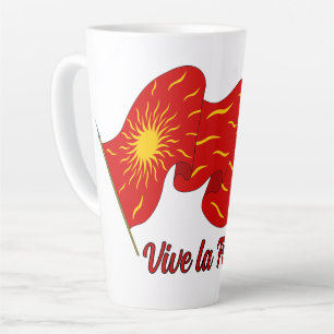 Caneca De Café Latte Viva a França! Oriflama Vermelha com Sol