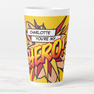 Caneca De Café Latte Você é meu HERÓI Arte Pop de Quadrinhos Retrô Dive