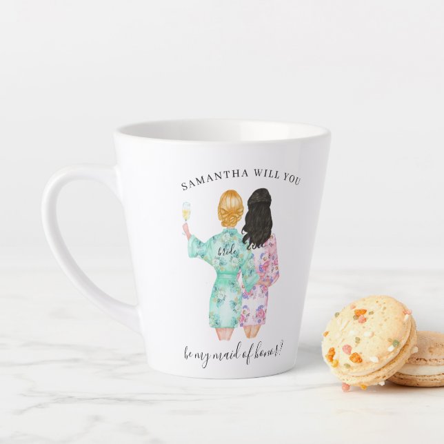 Caneca De Café Latte Você será minha Proposta de Dama de Honra (In Situ)