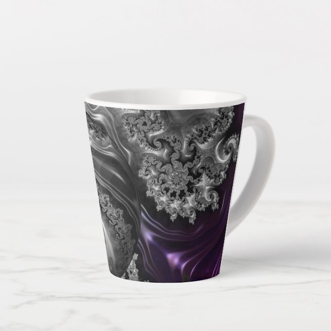 Caneca De Café Latte Vórtice Fractal Púrpura (Ângulo direito)