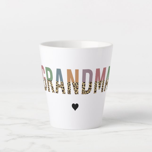 Caneca De Café Latte Vovó multicolorido gueba leopardo degustação (Frente)