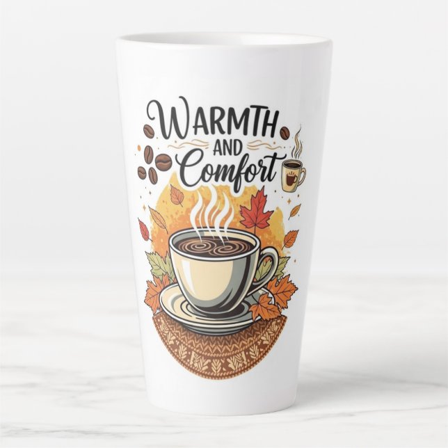Caneca De Café Latte Warmth and Comfort - Cozy Autumn Coffee (Frente)
