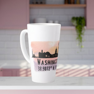 Caneca De Café Latte Washington DC Skyline Latitude e Longitude