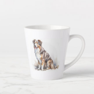Caneca De Café Latte Watercolor australiano Shepherd