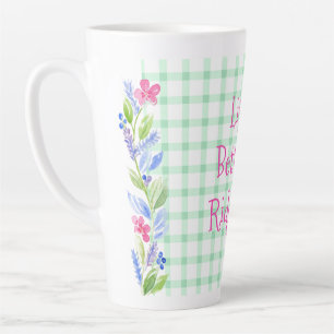 Caneca De Café Latte Watercolor Floral Check LIFE é Melhor para a sua c