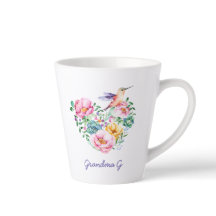 Watercolor Floral Heart Hummingbird Avô Gift