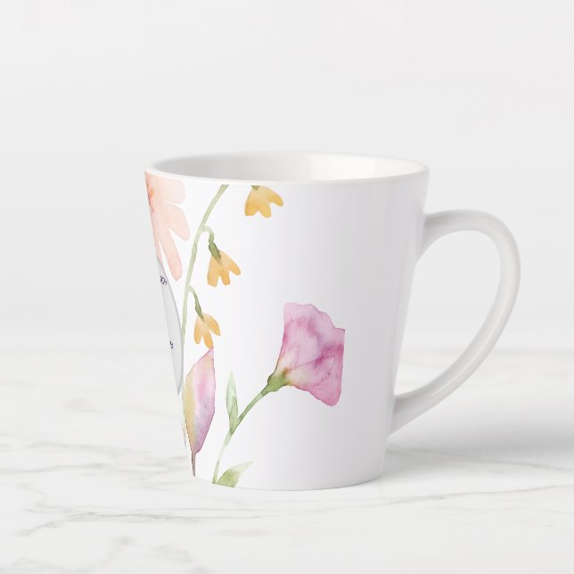 Caneca De Café Latte watercolor flower editable (Direita)