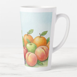 Caneca De Café Latte Watercolor Fruit Abundance, Tu Bishvat Background