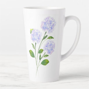 Caneca De Café Latte Watercolor Hydrangea Floral Stems