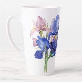 Caneca De Café Latte Watercolor Iris Latte Mug