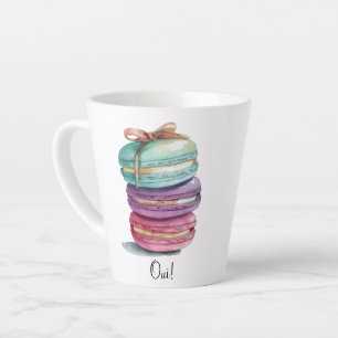 Caneca De Café Latte Watercolor Macaron Oui! Caneca para café latte