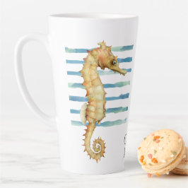 Caneca De Café Latte Watercolor Seacavalo Praia Costeira CAPE May