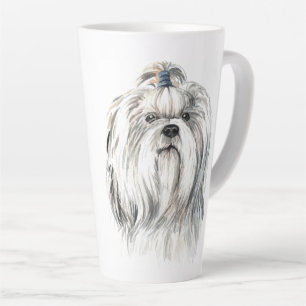 Caneca De Café Latte Watercolor Shih Tzu