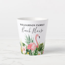 Caneca De Café Latte Watercolor Tropical Floral Family Beach House