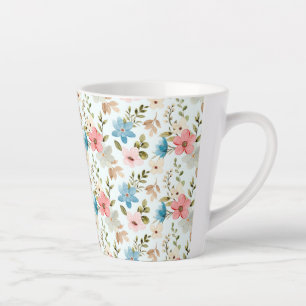 Caneca De Café Latte Watercolor Wildflower Floral Pattern-67676