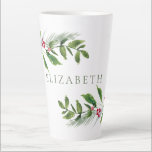 Caneca De Café Latte Watercolor Winter Greenery Modern Christmas<br><div class="desc">Apresentando a Aquarela Pintada à Mão Cria Verde Cerâmica Latte Mug — uma forma única e personalizada de desfrutar de suas bebidas quentes favoritas durante o inverno infame. Esta charmosa caneca de café apresenta uma bela pintura aquosa feita à mão, cor verde de inverno, acrescentando um toque de elegância e...</div>