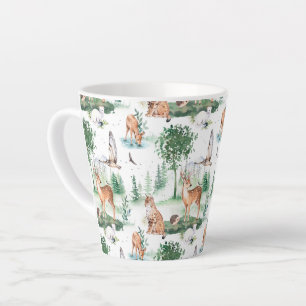 Caneca De Café Latte Watercolor Woodland Baby Animal Patterno