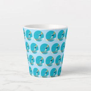 Caneca De Café Latte Waterski, estilo Vintage