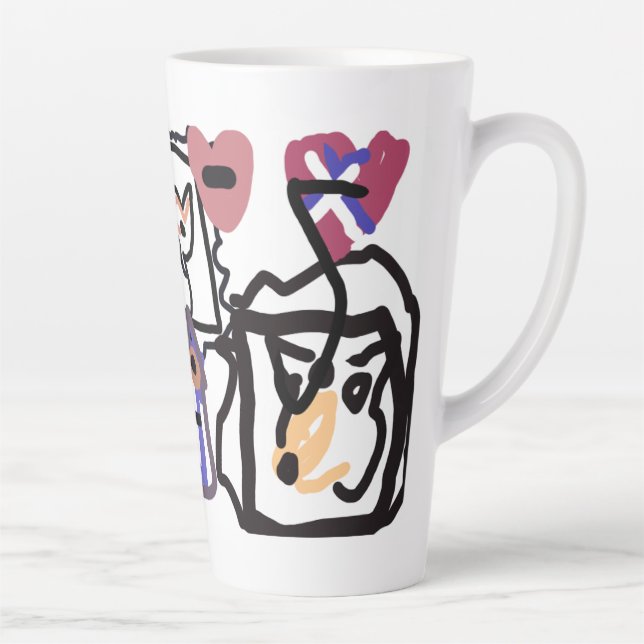 Caneca De Café Latte Welsh Corgi hearts  (Direita)