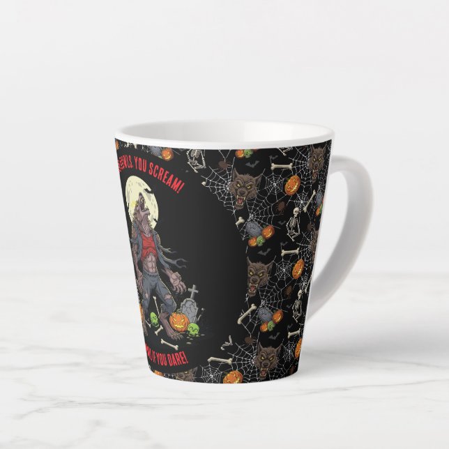 Caneca De Café Latte 🐺 Werewolf Halloween Mug 🎃 💀 (Ângulo direito)