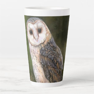 Caneca De Café Latte Western Barn Owl - Imagem de Cores-d'Água 