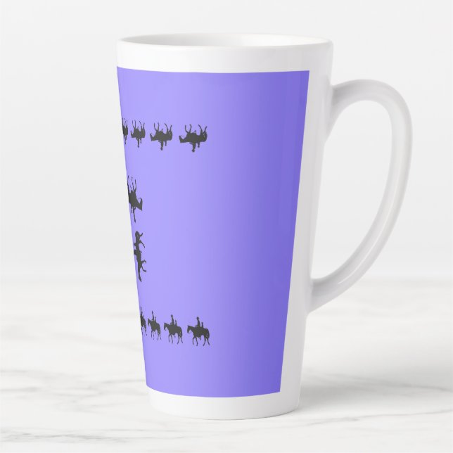 Caneca De Café Latte Western Periwinkle - Horseback Silhouettes (Direita)