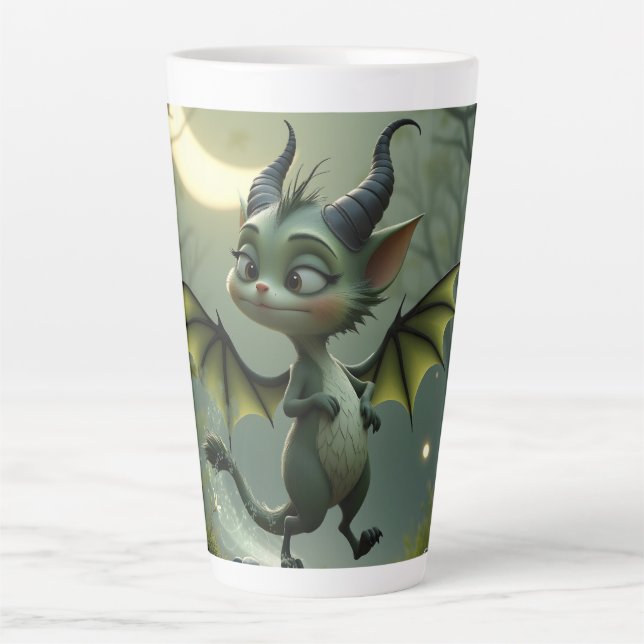 Caneca De Café Latte Where moonbeams dance, little mischief awakens.  (Frente)