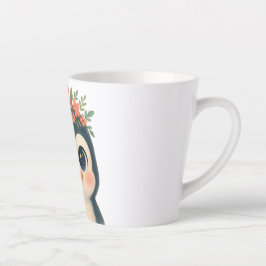 Caneca De Café Latte Whimsical Bloom Penguin