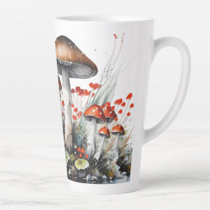 Caneca De Café Latte Whimsical Mushroom Fungi Patch