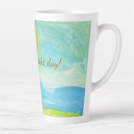 Caneca De Café Latte Whimsical Naive Art Sun Landscape