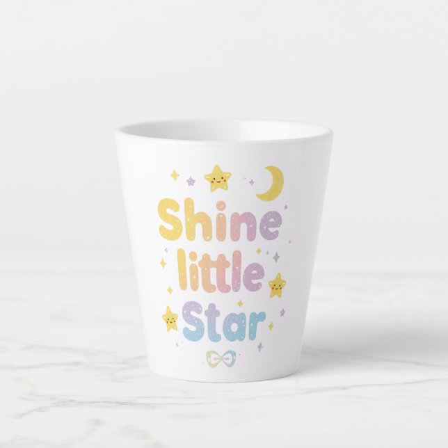 Caneca De Café Latte Whimsical "Shine Little Star" for Kids Room (Frente)