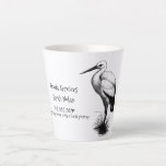 Caneca De Café Latte Whimsical Stork Doula Promocional<br><div class="desc">Um dó de galinha ou caneca de promocional de meia-mulher apresentando uma fonte fofa e peculiar para o seu serviço; para apresentar no seu escritório, cabine da feira de saúde, ou para dar de presente aos seus clientes. Marca seus serviços com materiais correspondentes. Para as vezes que você pode andar...</div>
