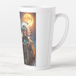 Caneca De Café Latte White Bison e Chefe Nativo Americano