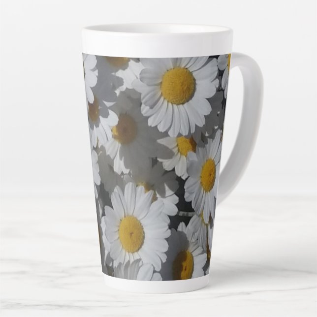 Caneca De Café Latte White Daisies (Ângulo direito)