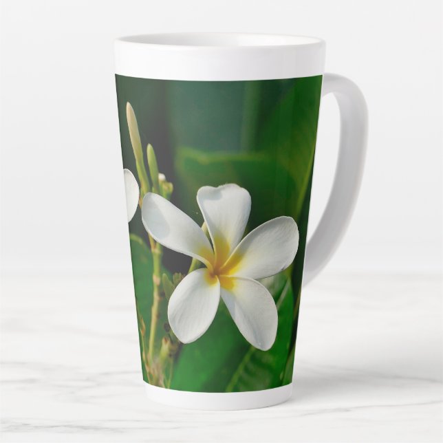 Caneca De Café Latte White Frangipani (Ângulo direito)