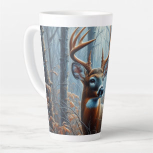 Caneca De Café Latte Whitetail Buck na Floresta