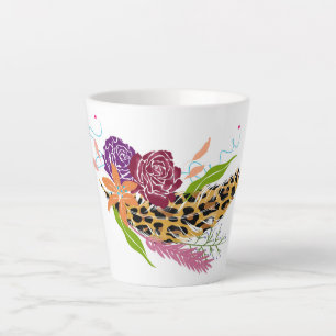 Caneca De Café Latte Wild Blooms: Decor de Casa Botânica Elegante