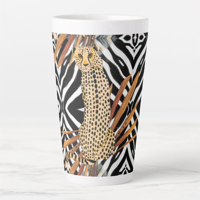 Caneca De Café Latte Wild Cheetah  (Frente)
