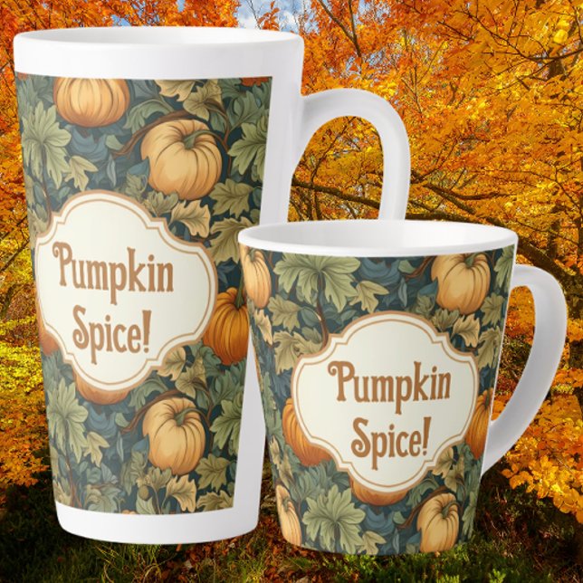 Caneca De Café Latte William Morris Autumn Pumpkin Spice Personalizado (Latte mugs 2 sizes)