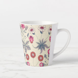 Caneca De Café Latte William Morris Daisy Padrão Floral Vermelho Laranj