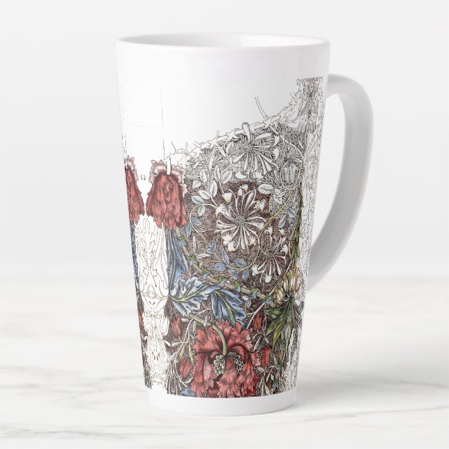 Caneca De Café Latte William morris flores elegante ilustração floral (Ângulo direito)