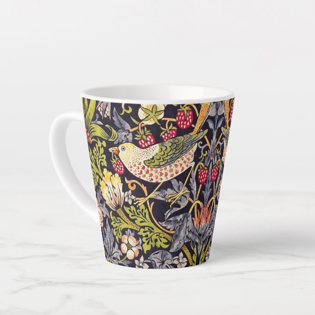 Caneca De Café Latte William Morris Strawberry Thef Floral Art Nouveau (Ângulo esquerdo)