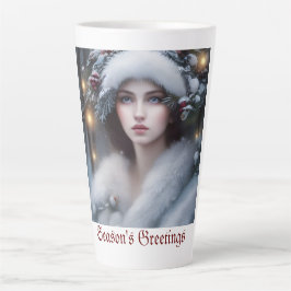 Caneca De Café Latte Winter Princess Custom Holiday