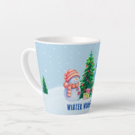 Caneca De Café Latte Winter Wonderland Snowman Casal Latte Mug